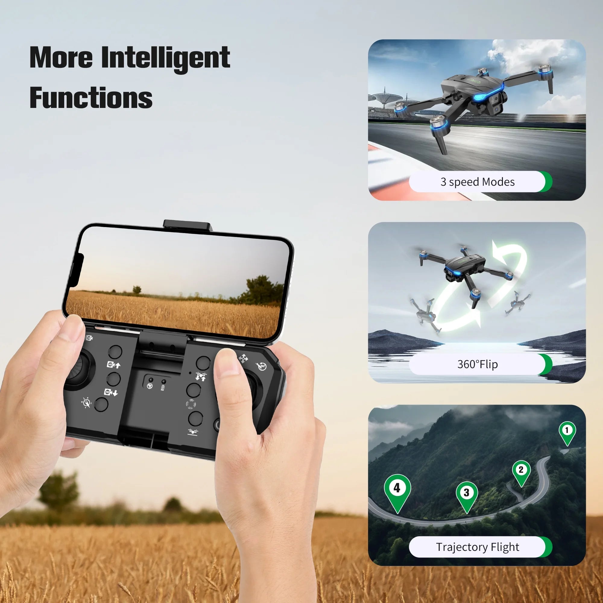 3PC Battery RC Drone 4K Professional Dual Camera 6CH Foldable Drone Obstacle Avoidance RC Quadcopter Helicopter Toys for Kids Boys
